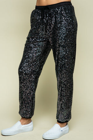 Black Sequin Jogger