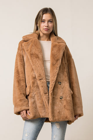 Faux Fur Front Button Jacket