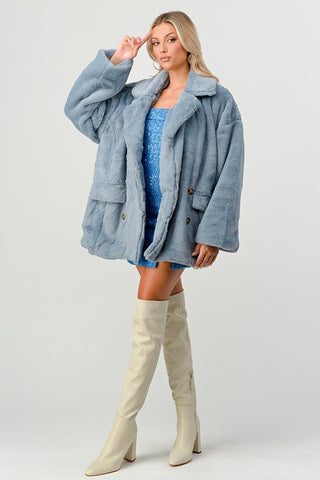 Faux Fur Front Button Jacket