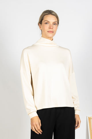 Scuba Model Cowl Neck Long Sleeve Top