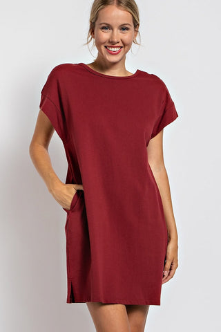 The Crimson Cotton T-shirt Dress