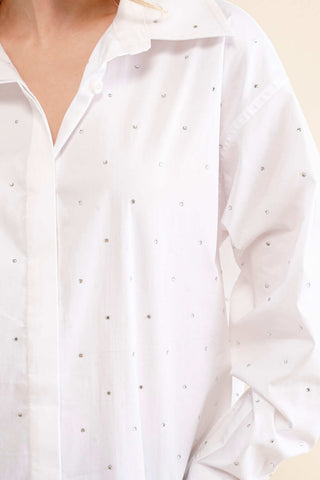 Sparkle Rhinestone Poplin Shirt