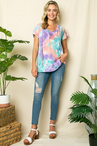 TIE DYE THERMAL HOODIE TOP