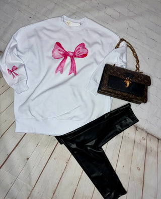 Big Hot Pink Fancy Bow Sweatshirt