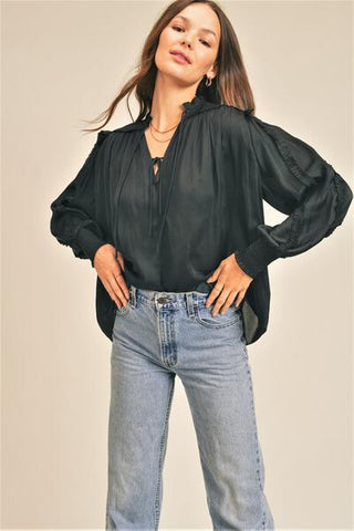 Black Ruffle Blouse