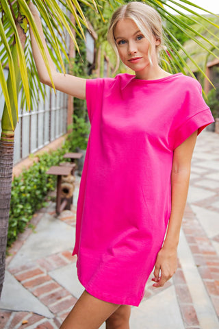 The Hot Pink Cotton T-shirt Dress