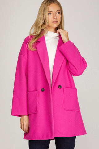 Over Sized Double Button Half Length Car Coat