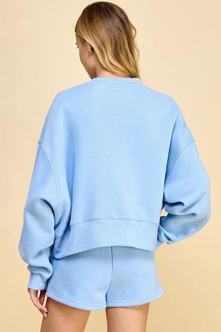 Baby Blue Sweatshirt and Short Set