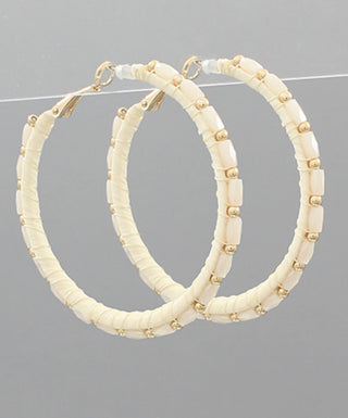 Raffia & Glass Beaded Hoop Earrings