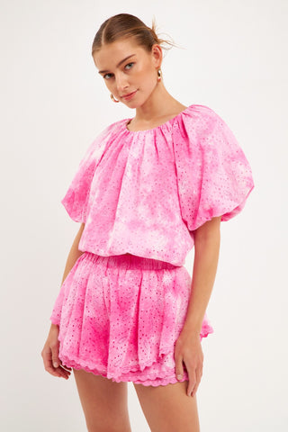 Paisley Eyelet Balloon Top